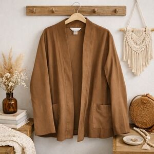Alia Tan Open Front Cardigan XL Lightweight Office Workwear Jacket